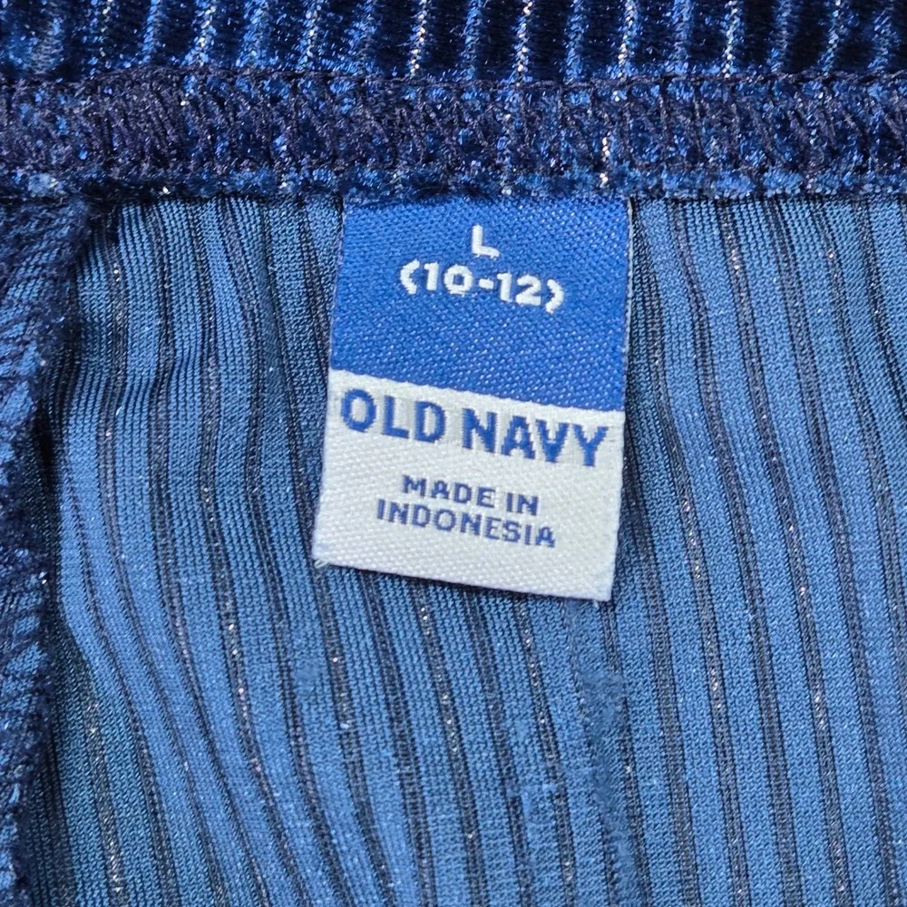 Old Navy High-Waisted Blue Velvet Shine Flare Leg Pants Size‎ L 10-12 584838-0